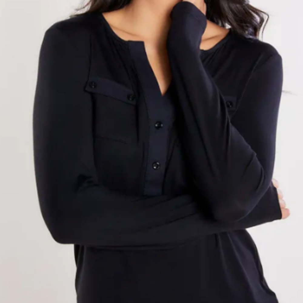 Anatomie - Calista Roll up Henley Top (Black, size Small)